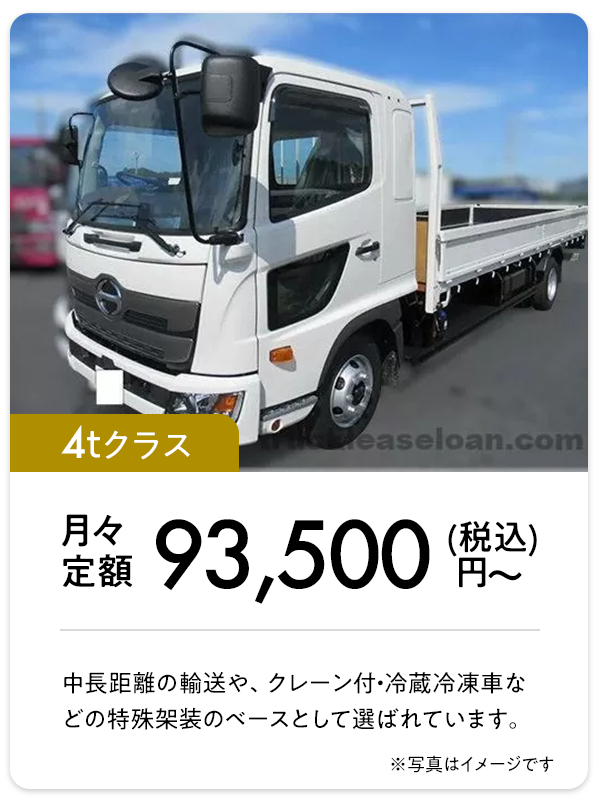 モデルケース2：新古車トラックリースプランの料金例